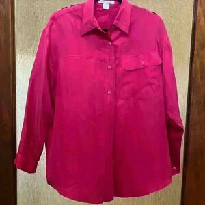 The Limited Pink Long Sleeve Polo Collar Button Down